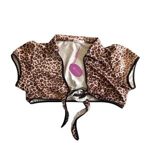 NWT Avid Love leopard print front tie swim top